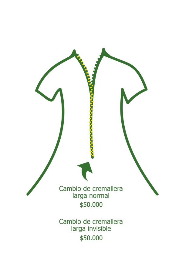 Cambio cremallera larga vestido